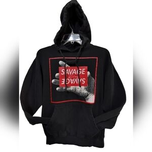 M329) 3Forty Black Savage Pullover Hoodie Size Small